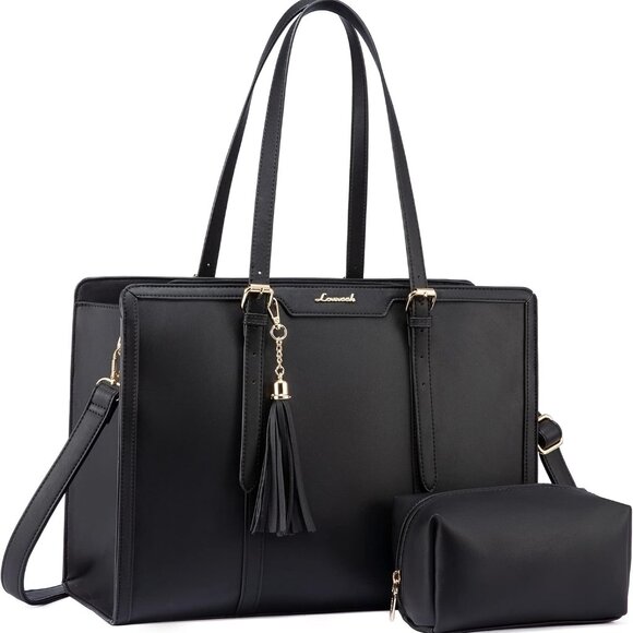 Laptop Bag for Women 17.3 Inch Lightweight PU Laptop Tote Bag, Large Capacity Co - Picture 1 of 9